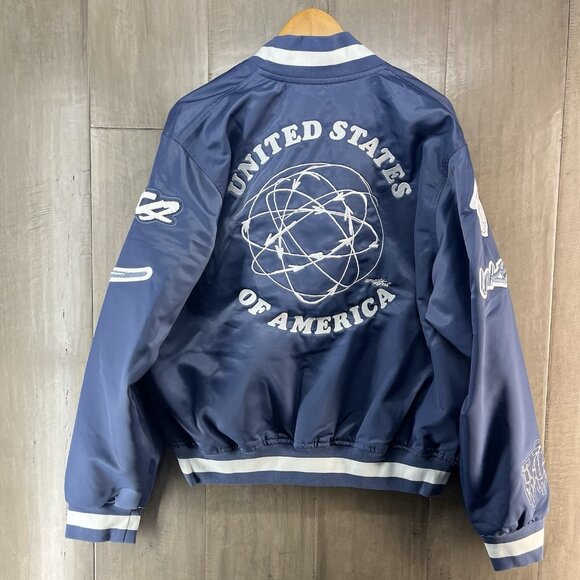 Nike Men's USA Dugout Breaking Satin Snap Jacket Blue Size Medium FN9460-491 - Picture 9 of 10